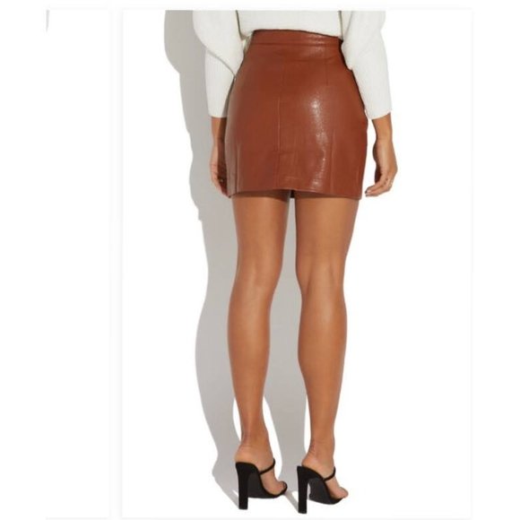 NWT Brown Leather Pocket Mini Skirt - Picture 3 of 7